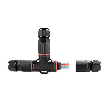 comprare Waterproof Circular Connector T-Type 1 Input 2 Output with PA66 Material and 0.5mm²-2.5mm² Wire Gauge fabbricazione online