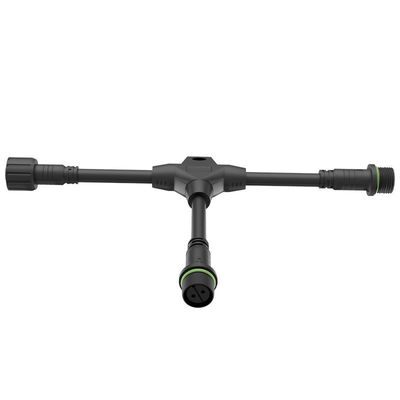 Connettore per cavi impermeabile M18 a T a tre vie con grado di protezione IP68 e nylon PA66 per luci solari