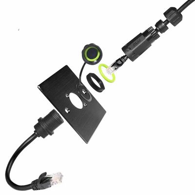 Connettore impermeabile per esterni in nylon PA66 RJ45 con tensione di funzionamento IP67 125V e resistenza ai raggi UV